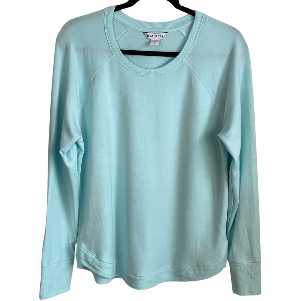 Athleta Mindset Sweatshirt Sz L Long Sleeve Aqua Athleisure Casual Lounge
